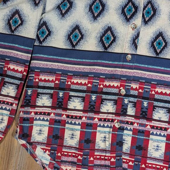 Vintage Rough Riders by Circle T Western Aztec Print Shirt - Picture 2 of 5